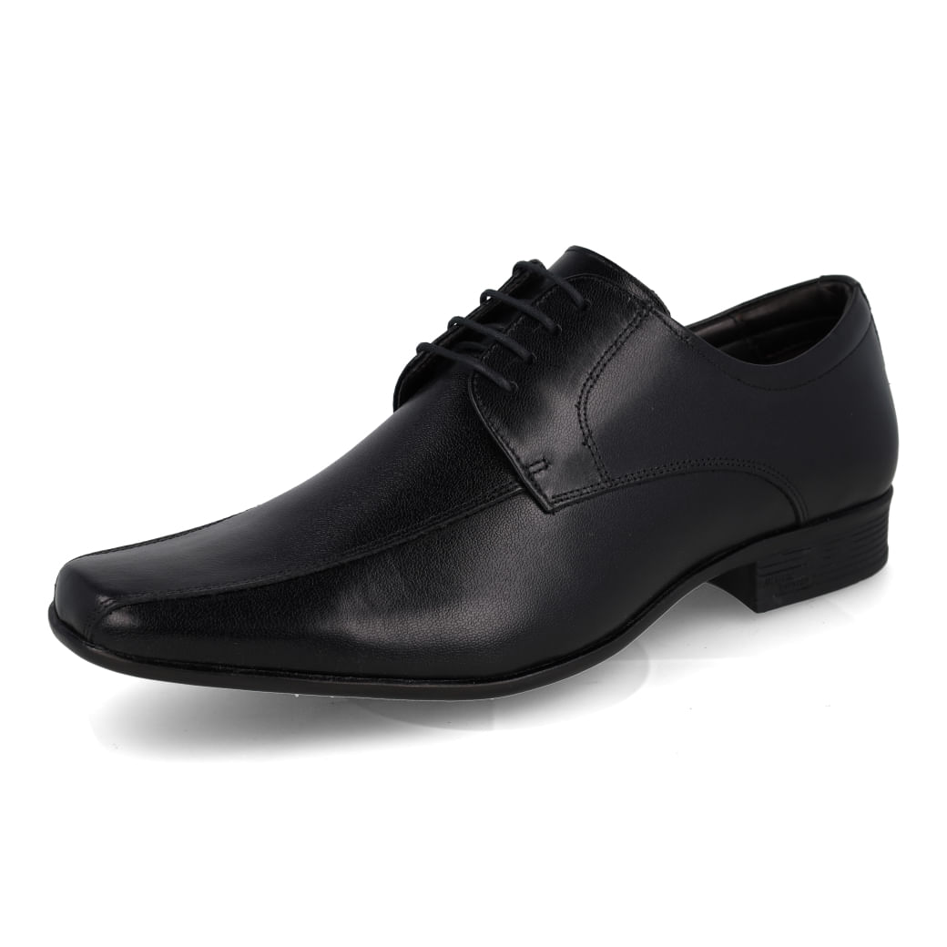 Sapato social masculino preto em couro com design clássico e acabamento brilhoso